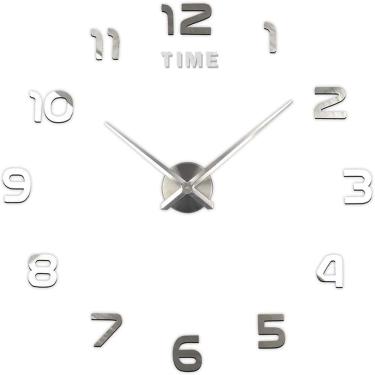 Imagem de Relógio De Parede Decorativo Sem Moldura 3D 80Cm Prata