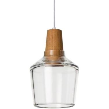 Imagem de Lustre Pequeno Pendente de Vidro de Fazenda com Madeira Grande Luz de Teto Pendurada Única para Ilha de Cozinha Lâmpada Rústica de Vidro V-intage Lustre Nórdico Moderno para Sala de Jantar Q