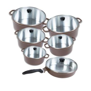 Imagem de Jogo Panela 6 Pçs Cozinha 16 À 24cm+frigideira 24cm Alumínio Fundido C