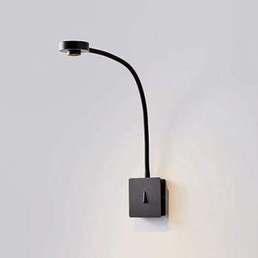 Imagem de Luminária de parede LED para leitura, luminária de cabeceira flexível, com interruptor liga/desliga, holofote de leitura moderno para cabeceira de quarto, 4000K, luminária de parede para cab