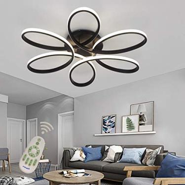 Imagem de Luminária de teto embutida para quarto, sala de jantar, luminária regulável com controle remoto, 68 W LED, design moderno de flores, abajur acrílico, lustre decorativo para sala de estar, co