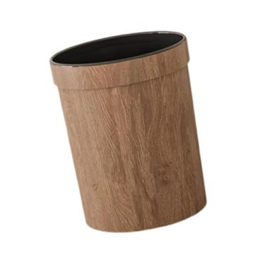 Imagem de Generic Lixeira de banheiro de grande capacidade, recipiente de lixo com imitação de madeira, cesto de lixo para quarto, estudo, banheiro e escritório, S without Lid