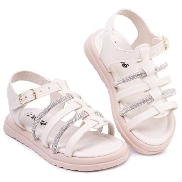 Imagem de Sandália Infantil Menina com Tiras Brilhantes Moda Princesa Leve Confortável, 20 a 34 (8079-4tiras-marfim-25)