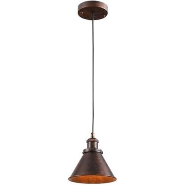 Imagem de Lustre moderno de fazenda, luzes pendentes, ilha de cozinha, bronze esfregado a óleo, ferrugem, metal, luminária suspensa industrial, cone, abajur, lustre antigo para sala de jantar, quarto,