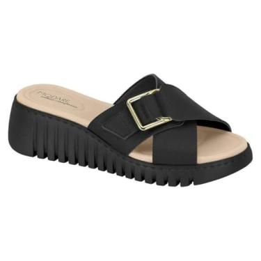 Imagem de Tamanco Modare Feminino Anabela Salto Médio Fivelas Ajustável Conforto Original Uso Diário (Preto, BR, Adulto, Numérico, 37)