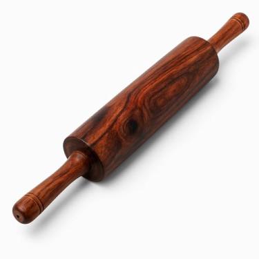 Imagem de ELSHIL Rolo de massa de madeira clássico com alças giratórias, rolo de massa de madeira de 45 cm para assar pizza, tortas, pastelaria e biscoitos, essencial de qualidade premium para cozinha