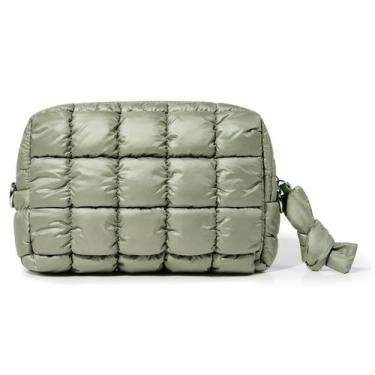 Imagem de Bolsa de maquiagem Yarnic Quilted Cosmetic Bag Organizer Sage Green