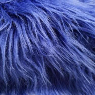 Imagem de ININOSNP Tecido de pele sintética de luxo azul real, pele lanosa de 60 mm para fatos de pele DIY, Cosplay, disfarces, anões, suprimentos artesanais, edredões de costura decorativos, artesanato (4 m)
