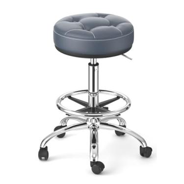 Imagem de WYUYIWH Banqueta redonda giratória, ajustável em altura, banco médico resistente para salão, estúdio, loja, cozinha, odontologia, massagem, A2