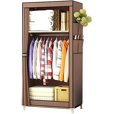 Imagem de Guarda-roupa individual caixas dobráveis portáteis para montagem de armazenamento de guarda-roupa guarda-roupa de armazenamento aberto 160 45 70 cm cabideiro de roupas (cor: C Tamanho: 160 45 70 cm