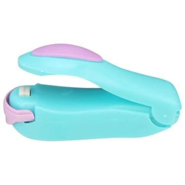 Imagem de Seladora Manual Portátil para Sacos Plásticos, Mini, Compacta (azul com rosa)