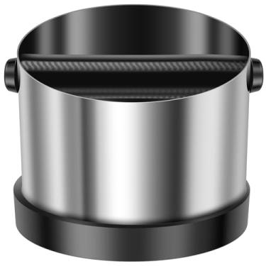 Imagem de Caixa de café expresso de aço inoxidável com barra de borracha e fundo antiderrapante, recipiente para grãos de café de grande capacidade para a maioria das máquinas de café expresso, bares de