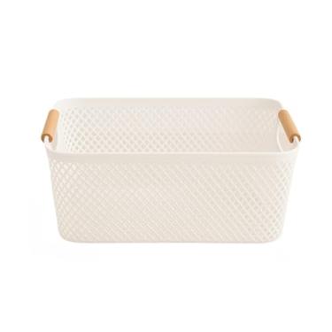 Imagem de Cesto Organizador Fruteira Multiuso Utensílios Quarto Cozinha Lavanderia 25x17/ 31,5x21/37x22,6cm(PLÁSTICO BRANCO M 32,5x20,5CM)