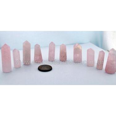 Imagem de 10 Mini Pontinha Quartzo Rosa Pedra Extra Natural 25 a 35mm Atacado