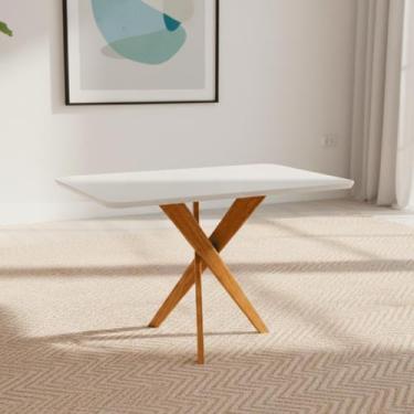 Imagem de Mesa para Sala de Jantar 130cm com Vidro Cacau - Cimol