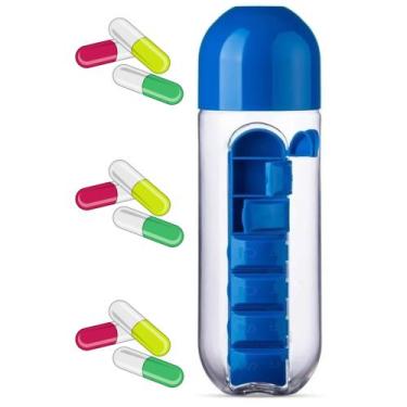 Imagem de Garrafa Squeeze Organizadora Comprimido Medicamento - Love Saude