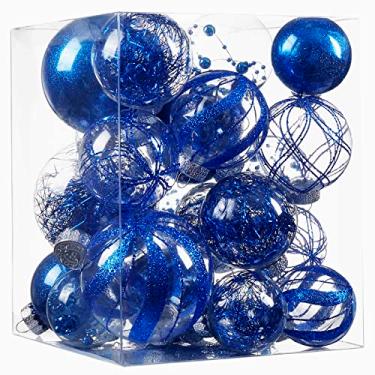 Imagem de Enfeites de bola de Natal transparentes, enfeites de Natal decorativos de plástico à prova de estilhaçamento de 24 quilates conjunto de bolas de árvore de Natal para decoração de casa de festas de fim