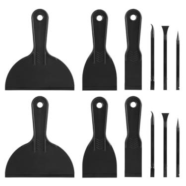 Imagem de 12un Conjunto de Espátulas de Plástico, Incluindo 6 Raspadores Massa Flexíveis Pretos e 6 Raspadores Detalhes para Reparo Remendo Reboco e Pintura