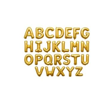 Imagem de Balões Metalizados Dourados em Formato de Letras, 30 Centímetros, 20 Unidades,Metalizado, Reutilizável, Tema Alfabeto, para Festas e Aniversários. Enviar no chat