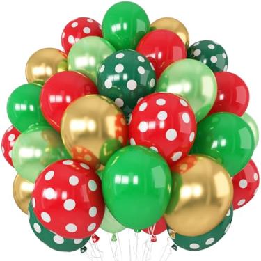 Imagem de Froova Red Green Gold Balloons 55 Pcs Xmas Balloon Red Pearl Light Green Golden Latex Party Balloons Polka Dot Balloon for Merry Christmas Ugly Sweater Friendsmas New Year Holiday Birthday Party Decor