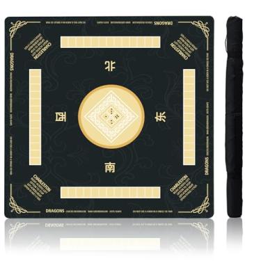Imagem de Idocolors Mahjong Mat with Rules, Non-Slip Noise Reduction Gaming Mat 31.5" x 31.5" for Mahjong/Poker/Board Games/Card Games/Dominoes, Table Mat Mahjong Accessories Gifts with Travel Bag (Black)