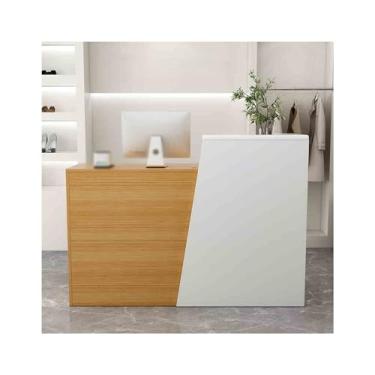 Imagem de Mesa De Escritório Comercial De Varejo Balcão De Recepção Estação De Trabalho De Balcão De Computador Mesa De Recepcionista Mesa De Recepção Com Gav, Wood, RIGHT_100CM/39.4IN