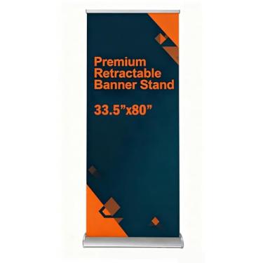 Imagem de JUST 4 SIGNS Suporte De Banner Retrátil Premium 33,5" (L) X 80" (A) Com Bolsa De Transporte De Lona Acolchoada (Somente Suporte)