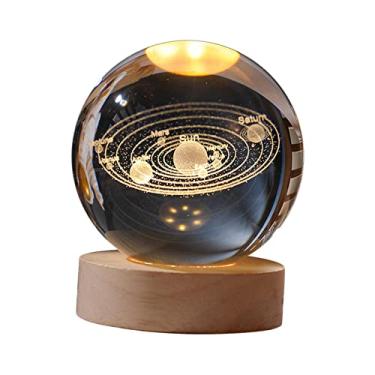 Imagem de Newmind Lâmpada noturna 3D de cristal luz educacional astronomia lâmpada noturna com base para decoração, Sistema solar