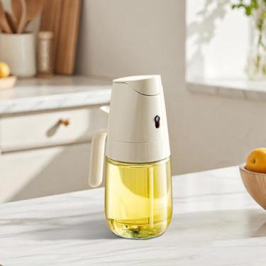 Imagem de Pulverizador de óleo 2 em 1, dispensador de óleo de vidro/frasco de 300 ml, fino para cozinhar, fritadeira a ar, salada, churrasqueira off-white