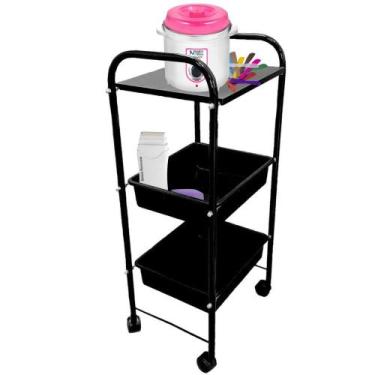 Imagem de Carrinho Porta Esmalte Auxiliar salão + tampo MDF - Mbm  Decor, Preto