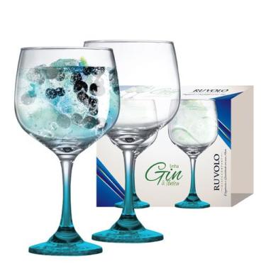 Imagem de Kit 2 Taças Gin Tonica Drinks Festa Vidro Colors 650ml - Ruvolo, Azul