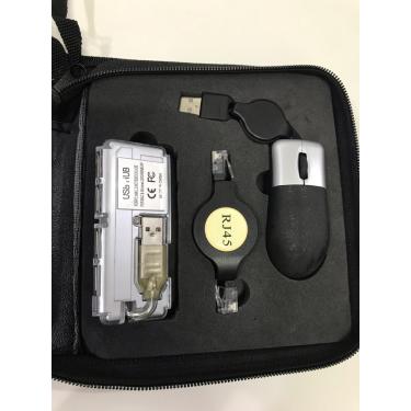 Imagem de Mini Kit Usb Viagem Mouse Teclado Num Hub 4 Portas Cabo Rede