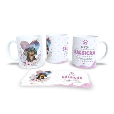 Imagem de Caneca Decorativa de Cerâmica com Design de Beagle, 325ml, Branca com Estampa Floral e Texto 'Meu Beagle é Minha Paixão', para Amantes de Cães (13203)