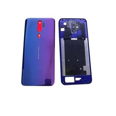 Imagem de SHOWGOOD Capa de bateria traseira para Oppo A11x A9 2020 CPH1937 CPH1939 CPH1941 Capa traseira para porta traseira + moldura central com lente de câmera (capa branca com moldura média)