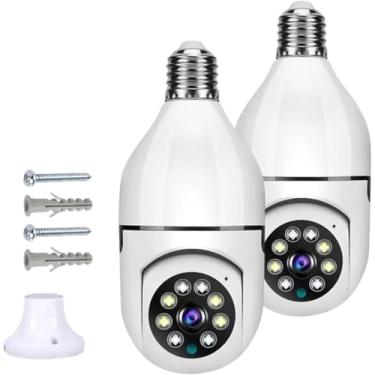 Imagem de Kit com 2 Câmeras Lâmpada Wi-Fi 360° Full HD — Segurança Inteligente com Visão Noturna, Detecção de Movimento, Áudio Bidirecional e Giro Automático — Instalação em Soquete E27