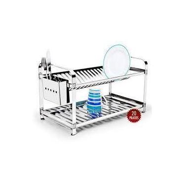 Imagem de Escorredor de Pratos 20 Pratos - Montado Porta Talher Em Aço Inox 100%