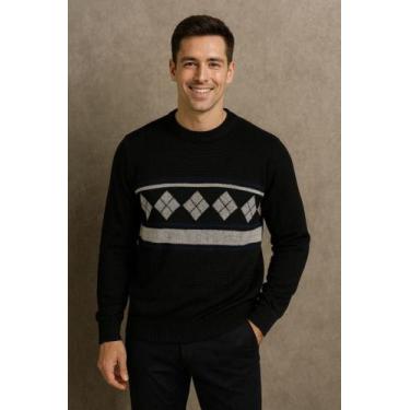 Imagem de Sueter masculino social frio blusa casaco la - Generica, Preto, Cinza,