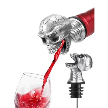 Imagem de Despejador de vinho e rolha de garrafa, bico aerador sem gotejamento serve para garrafas de vinho/licor padrão, acessório de barra de liga de zinco com cortiça de silicone segura, dispensador de vinho