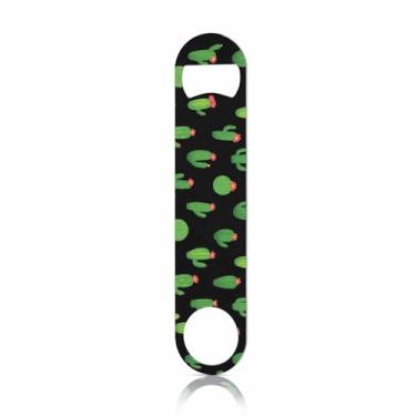 Imagem de TASDANA Abridor de garrafa de aço inoxidável cacto abstrato natureza verde linda planta flor verão abridor de garrafa de cerveja plano chaveiro para casa cozinha bar restaurante festa presente de