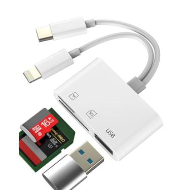 Imagem de Adaptador de leitor de cartão micro SD USB C Lightning para USB SD para iPhone 16 15 14 Pro Max Ports TF Memory Stick Transfer para iPad compatível com Samsung MacBook câmera externa acessórios