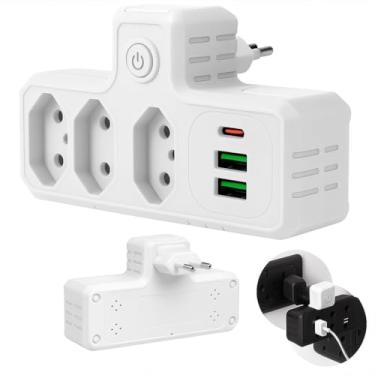 Imagem de Extensão Elétrica, Régua Tomada, Régua de Energia, Adaptador de Tomadas, 3 Tomadas, 2 Interfaces USB, 1 Porta USB Tipo-C - Premium