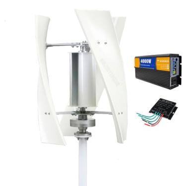 Imagem de HUIZHITENGDA Gerador Dynamo de Turbina de Moinhos de Vento Vertical de 4000W, para Sistemas Fora da Rede com Painéis Solares 12V-220V, Gerador Solar Portátil com Controlador MPPT (3 Pás),220v