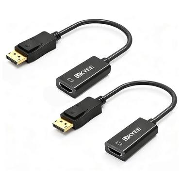 Imagem de UKYEE Adaptador DisplayPort para HDMI 2 unidades, DisplayPort para cabo conversor HDMI macho para fêmea 1080p compatível com PC, monitor, projetor, HDTV - preto