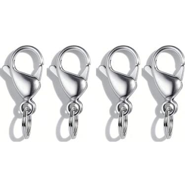 Imagem de Fivela de lagosta de aço inoxidável 316 com clipes para identificação de cães IVIA com anéis para coleiras e colares de gato e cão (pacote com 4 unidades de prata)