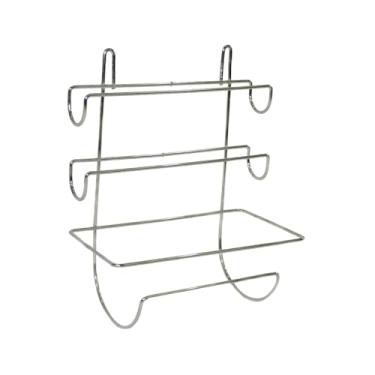 Imagem de Organizador de Cozinha, Porta Papel Toalha com Suporte Triplo para Papel Alumínio e Filme para Parede(Cromado)
