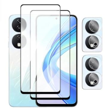 Imagem de Para Honor X5 X6 X7 X8 X9 X6a X8a X7a X7B, 4 em 1 Vidro Temperado 2.5D Capa Completa Protetor de Tela Lente Filme