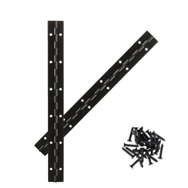 Imagem de AurDo 2 peças de dobradiças contínuas e de piano resistentes pretas de 30,5 cm, dobradiça de piano de aço inoxidável de largura aberta de 3 cm com furos e parafusos, funciona para caixa de madeira