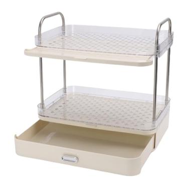 Imagem de TOPINCN Bancada Organizadora de Bar de café, Porta-canecas, Organizador de Copos e Gaveta de Cápsulas de café, Armazenamento de 2 Camadas Com Bandeja de Drenagem Removível para (Creme Branco)