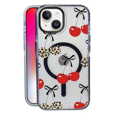 Imagem de Capa Leopard Cherry para iPhone 13, compatível com MagSafe, capa fosca macia e fina à prova de choque, antiimpressões digitais, antiamarelamento, antiarranhões, capa de telefone magnética para Apple
