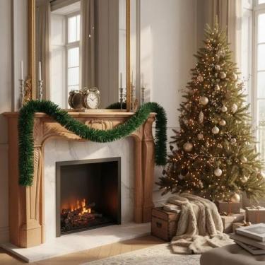 Imagem de 6 Festão Natalino Verde Ou Nevado Adorno P/ Arvore De Natal - D Presen